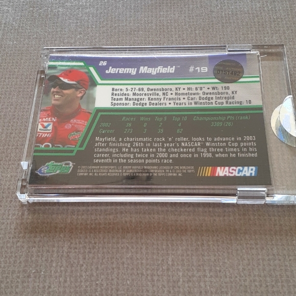 2003 Etopps Jeremy Mayfield Dodge Charger Refractor Sealed Card - Picture 3 of 3